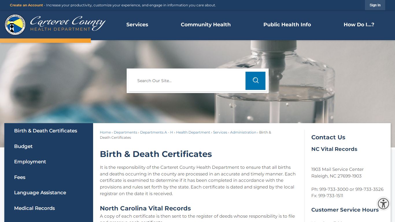 Birth & Death Certificates | Carteret County, NC ...